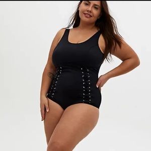 Torrid Black Lattice One Piece Swimsuit